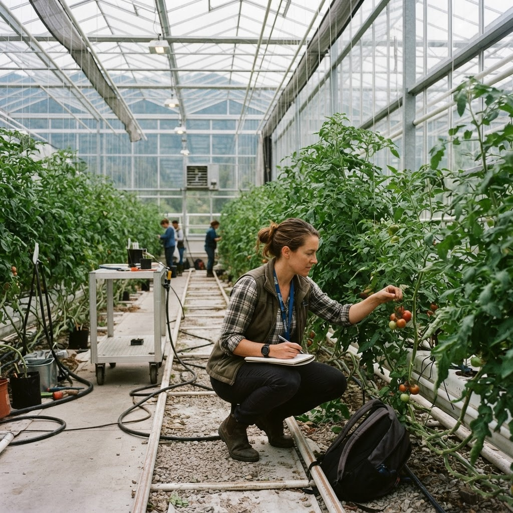 Agricultural technology in use inside a greenhouse in British Columbia